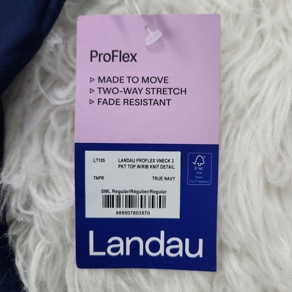 Landau ProFlex 2-Pocket V-Neck Scrub Top. Size Small. New. - Picture 7 of 7